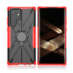 Custodia Silicone e Plastica Opaca Cover con Magnetico Anello Supporto T09 per Samsung Galaxy S24 Ultra 5G Rosso