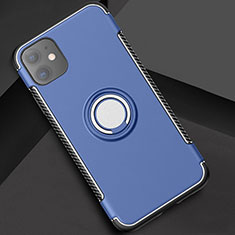 Custodia Silicone e Plastica Opaca Cover con Magnetico Anello Supporto Y01 per Apple iPhone 11 Blu