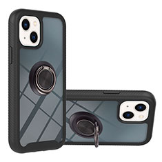 Custodia Silicone e Plastica Opaca Cover con Magnetico Anello Supporto YB1 per Apple iPhone 13 Nero