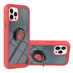 Custodia Silicone e Plastica Opaca Cover con Magnetico Anello Supporto YB1 per Apple iPhone 15 Pro Max Rosso