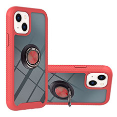 Custodia Silicone e Plastica Opaca Cover con Magnetico Anello Supporto YB1 per Apple iPhone 15 Rosso