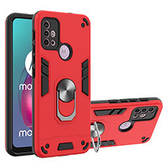 Custodia Silicone e Plastica Opaca Cover con Magnetico Anello Supporto YB1 per Motorola Moto G10 Power Rosso