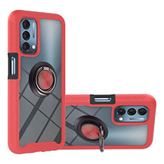 Custodia Silicone e Plastica Opaca Cover con Magnetico Anello Supporto YB1 per Oppo A54 5G Rosso