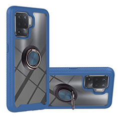 Custodia Silicone e Plastica Opaca Cover con Magnetico Anello Supporto YB1 per Oppo A94 4G Blu