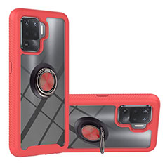 Custodia Silicone e Plastica Opaca Cover con Magnetico Anello Supporto YB1 per Oppo A94 4G Rosso
