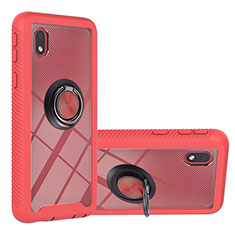 Custodia Silicone e Plastica Opaca Cover con Magnetico Anello Supporto YB1 per Samsung Galaxy A01 Core Rosso