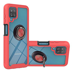 Custodia Silicone e Plastica Opaca Cover con Magnetico Anello Supporto YB1 per Samsung Galaxy A12 Nacho Rosso