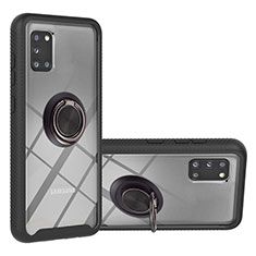 Custodia Silicone e Plastica Opaca Cover con Magnetico Anello Supporto YB1 per Samsung Galaxy A31 Nero