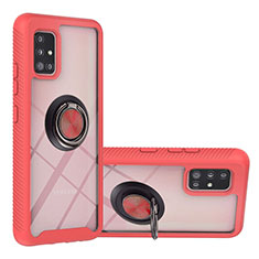Custodia Silicone e Plastica Opaca Cover con Magnetico Anello Supporto YB1 per Samsung Galaxy A51 4G Rosso