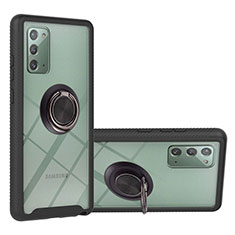 Custodia Silicone e Plastica Opaca Cover con Magnetico Anello Supporto YB1 per Samsung Galaxy Note 20 5G Nero