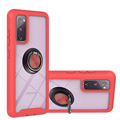 Custodia Silicone e Plastica Opaca Cover con Magnetico Anello Supporto YB1 per Samsung Galaxy S20 FE 5G Rosso