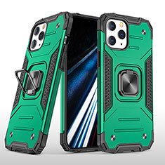 Custodia Silicone e Plastica Opaca Cover con Magnetico Anello Supporto YF1 per Apple iPhone 13 Pro Verde