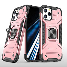 Custodia Silicone e Plastica Opaca Cover con Magnetico Anello Supporto YF1 per Apple iPhone 14 Pro Max Oro Rosa
