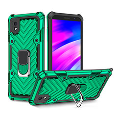 Custodia Silicone e Plastica Opaca Cover con Magnetico Anello Supporto YF1 per Samsung Galaxy A01 Core Verde