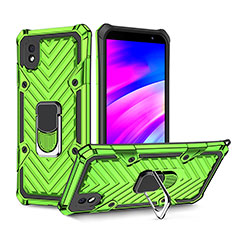 Custodia Silicone e Plastica Opaca Cover con Magnetico Anello Supporto YF1 per Samsung Galaxy A01 Core Verde Pastello