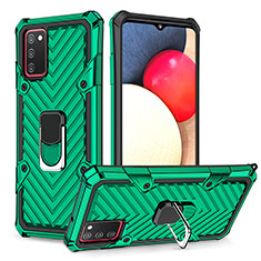 Custodia Silicone e Plastica Opaca Cover con Magnetico Anello Supporto YF1 per Samsung Galaxy A02s Verde