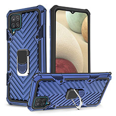 Custodia Silicone e Plastica Opaca Cover con Magnetico Anello Supporto YF1 per Samsung Galaxy A12 5G Blu