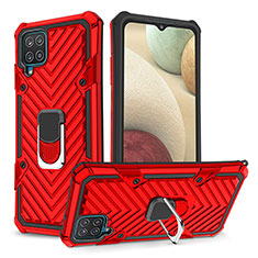 Custodia Silicone e Plastica Opaca Cover con Magnetico Anello Supporto YF1 per Samsung Galaxy A12 Nacho Rosso