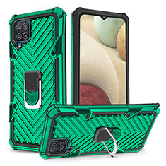 Custodia Silicone e Plastica Opaca Cover con Magnetico Anello Supporto YF1 per Samsung Galaxy A12 Nacho Verde