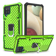 Custodia Silicone e Plastica Opaca Cover con Magnetico Anello Supporto YF1 per Samsung Galaxy A12 Nacho Verde Pastello