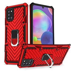 Custodia Silicone e Plastica Opaca Cover con Magnetico Anello Supporto YF1 per Samsung Galaxy A31 Rosso