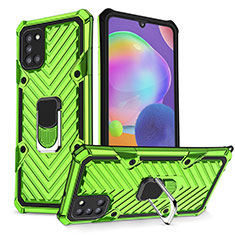 Custodia Silicone e Plastica Opaca Cover con Magnetico Anello Supporto YF1 per Samsung Galaxy A31 Verde Pastello