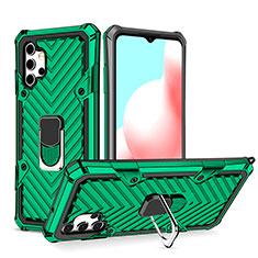 Custodia Silicone e Plastica Opaca Cover con Magnetico Anello Supporto YF1 per Samsung Galaxy A32 4G Verde