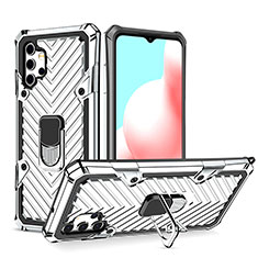 Custodia Silicone e Plastica Opaca Cover con Magnetico Anello Supporto YF1 per Samsung Galaxy A32 5G Argento