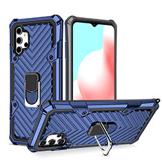 Custodia Silicone e Plastica Opaca Cover con Magnetico Anello Supporto YF1 per Samsung Galaxy A32 5G Blu