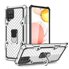 Custodia Silicone e Plastica Opaca Cover con Magnetico Anello Supporto YF1 per Samsung Galaxy A42 5G Argento