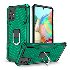 Custodia Silicone e Plastica Opaca Cover con Magnetico Anello Supporto YF1 per Samsung Galaxy A71 4G A715 Verde