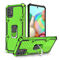Custodia Silicone e Plastica Opaca Cover con Magnetico Anello Supporto YF1 per Samsung Galaxy A71 4G A715 Verde Pastello