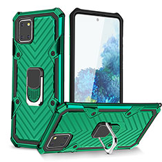 Custodia Silicone e Plastica Opaca Cover con Magnetico Anello Supporto YF1 per Samsung Galaxy A81 Verde