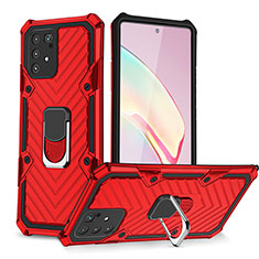 Custodia Silicone e Plastica Opaca Cover con Magnetico Anello Supporto YF1 per Samsung Galaxy A91 Rosso
