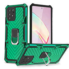 Custodia Silicone e Plastica Opaca Cover con Magnetico Anello Supporto YF1 per Samsung Galaxy A91 Verde