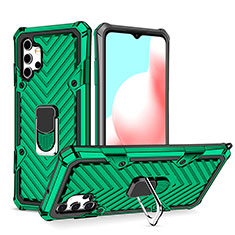 Custodia Silicone e Plastica Opaca Cover con Magnetico Anello Supporto YF1 per Samsung Galaxy M32 5G Verde