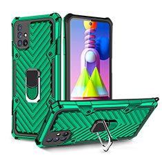Custodia Silicone e Plastica Opaca Cover con Magnetico Anello Supporto YF1 per Samsung Galaxy M51 Verde