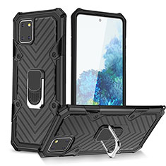 Custodia Silicone e Plastica Opaca Cover con Magnetico Anello Supporto YF1 per Samsung Galaxy M60s Nero