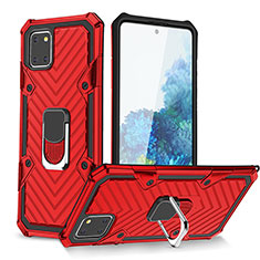 Custodia Silicone e Plastica Opaca Cover con Magnetico Anello Supporto YF1 per Samsung Galaxy M60s Rosso