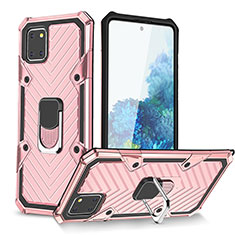 Custodia Silicone e Plastica Opaca Cover con Magnetico Anello Supporto YF1 per Samsung Galaxy Note 10 Lite Oro Rosa