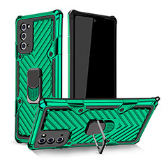 Custodia Silicone e Plastica Opaca Cover con Magnetico Anello Supporto YF1 per Samsung Galaxy Note 20 5G Verde