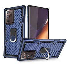Custodia Silicone e Plastica Opaca Cover con Magnetico Anello Supporto YF1 per Samsung Galaxy Note 20 Ultra 5G Blu