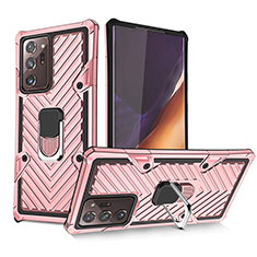 Custodia Silicone e Plastica Opaca Cover con Magnetico Anello Supporto YF1 per Samsung Galaxy Note 20 Ultra 5G Oro Rosa