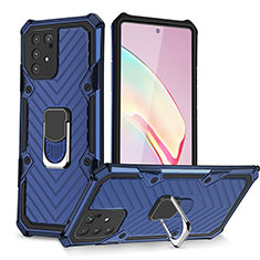 Custodia Silicone e Plastica Opaca Cover con Magnetico Anello Supporto YF1 per Samsung Galaxy S10 Lite Blu