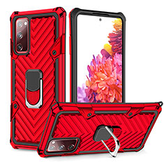 Custodia Silicone e Plastica Opaca Cover con Magnetico Anello Supporto YF1 per Samsung Galaxy S20 FE (2022) 5G Rosso