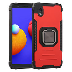 Custodia Silicone e Plastica Opaca Cover con Magnetico Anello Supporto ZJ2 per Samsung Galaxy A01 Core Rosso