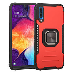 Custodia Silicone e Plastica Opaca Cover con Magnetico Anello Supporto ZJ2 per Samsung Galaxy A30S Rosso