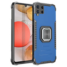 Custodia Silicone e Plastica Opaca Cover con Magnetico Anello Supporto ZJ2 per Samsung Galaxy A42 5G Blu