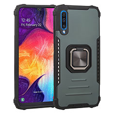 Custodia Silicone e Plastica Opaca Cover con Magnetico Anello Supporto ZJ2 per Samsung Galaxy A50 Verde