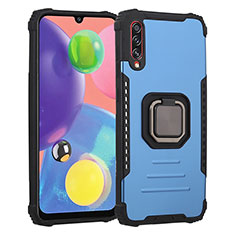 Custodia Silicone e Plastica Opaca Cover con Magnetico Anello Supporto ZJ2 per Samsung Galaxy A70 Blu